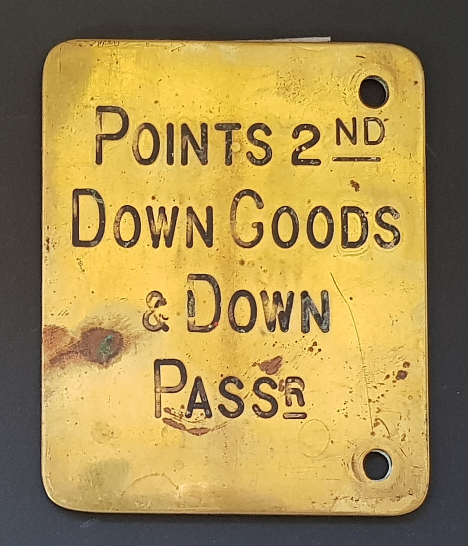 VT 0151. MIDLAND RAILWAY BRASS LEVER DESCRIPTION PLATE.