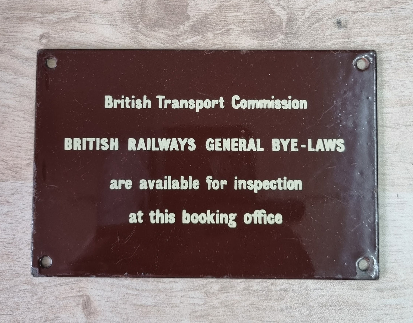 VT 5785 BRITISH TRANSPORT COMMISION BR(W) ENAME GENERAL BYE-LAWS PLATE