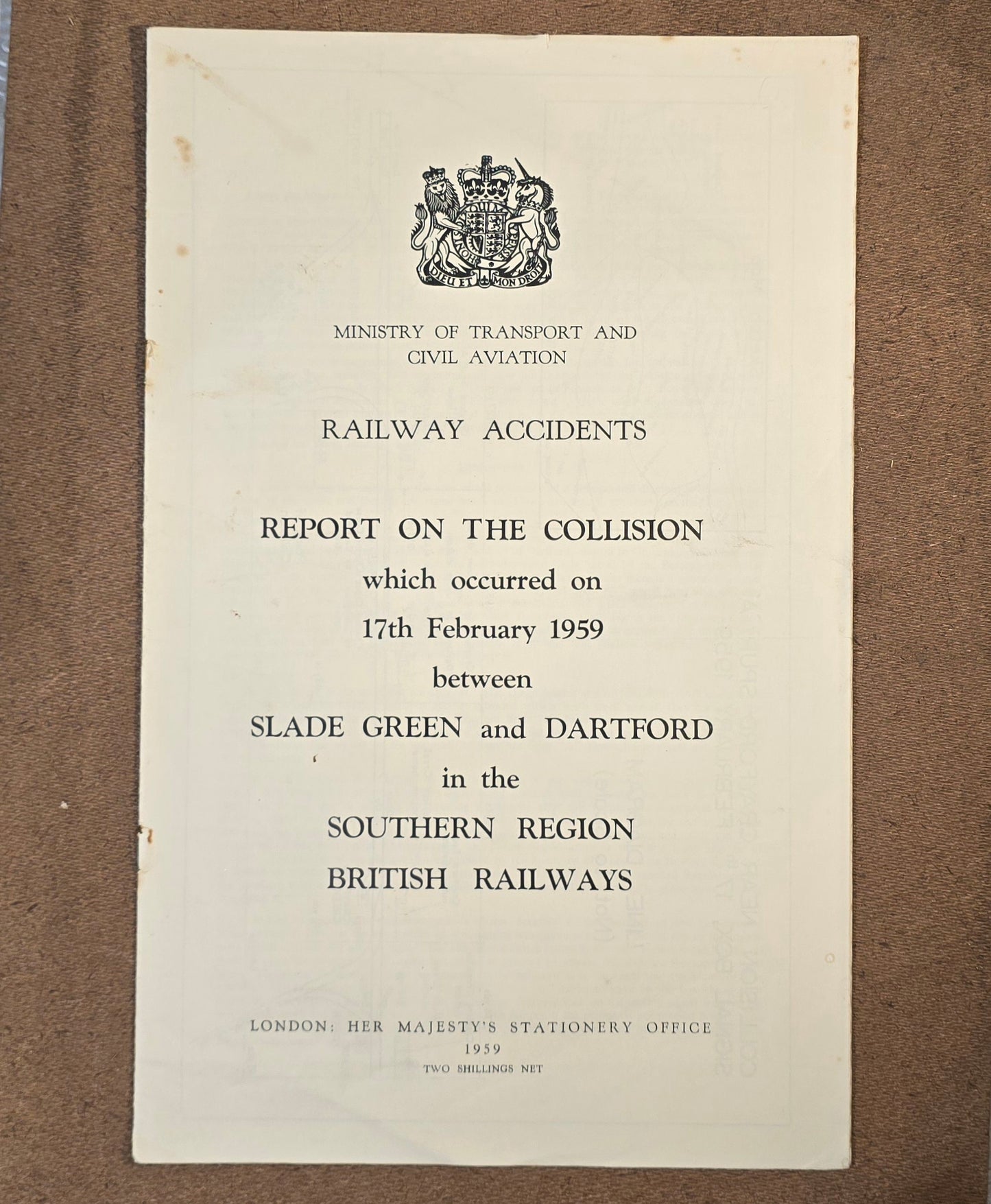 RA 7163-7171 COLLECTION OF 9 NINSTRY OF TRANSPORT RAILWAY ACCIDENT REPORTS.