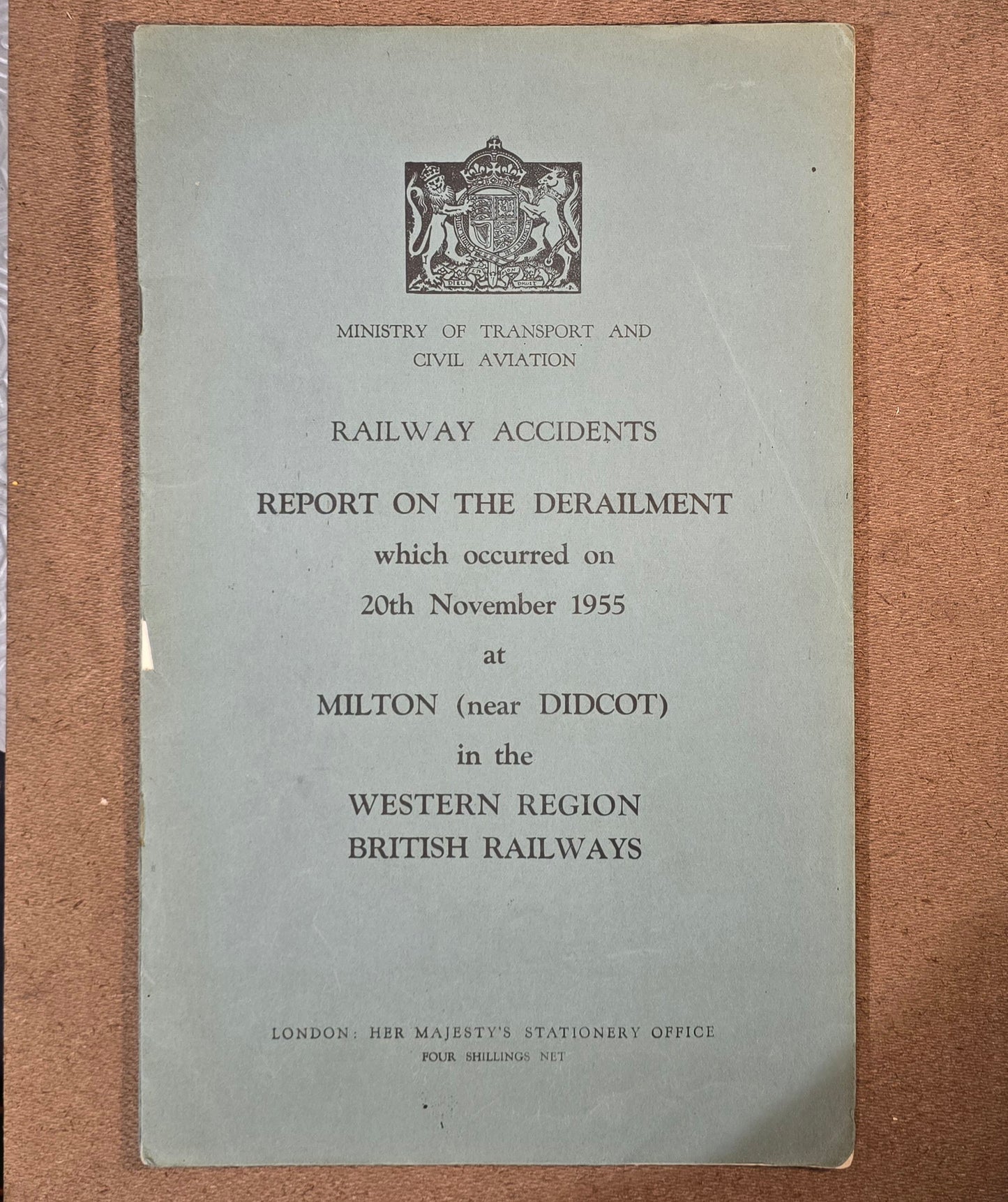 RA 7176 MINISTRY OF TRANSPORT RAILWAY ACCIDENT REPORT 1955 AT MILTON NEAR DIDCOT.