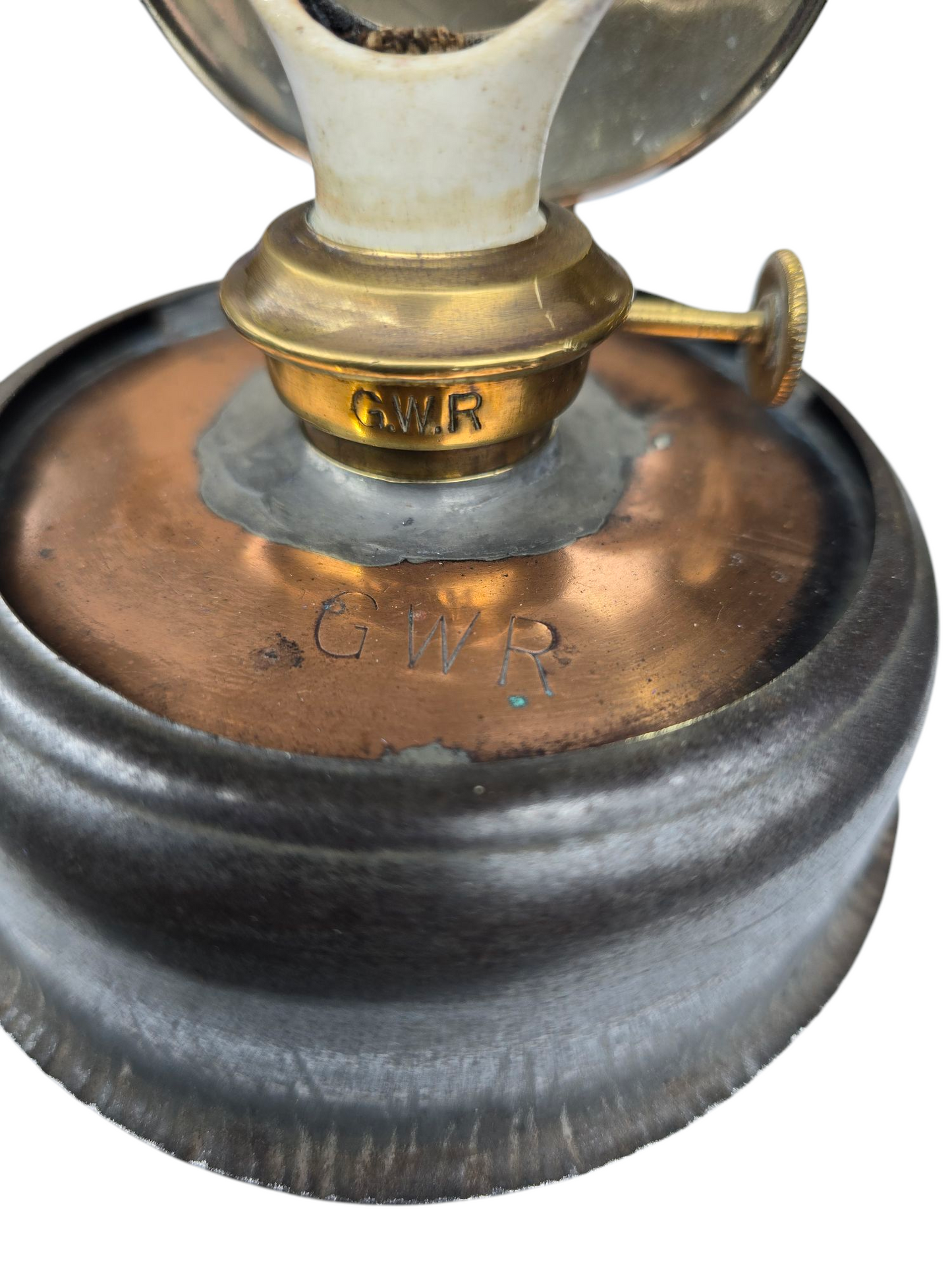 RA 7819 G.W.R. "WARTIME" ISSUE COPPER TOP 3 ASPECT HANDLAMP.