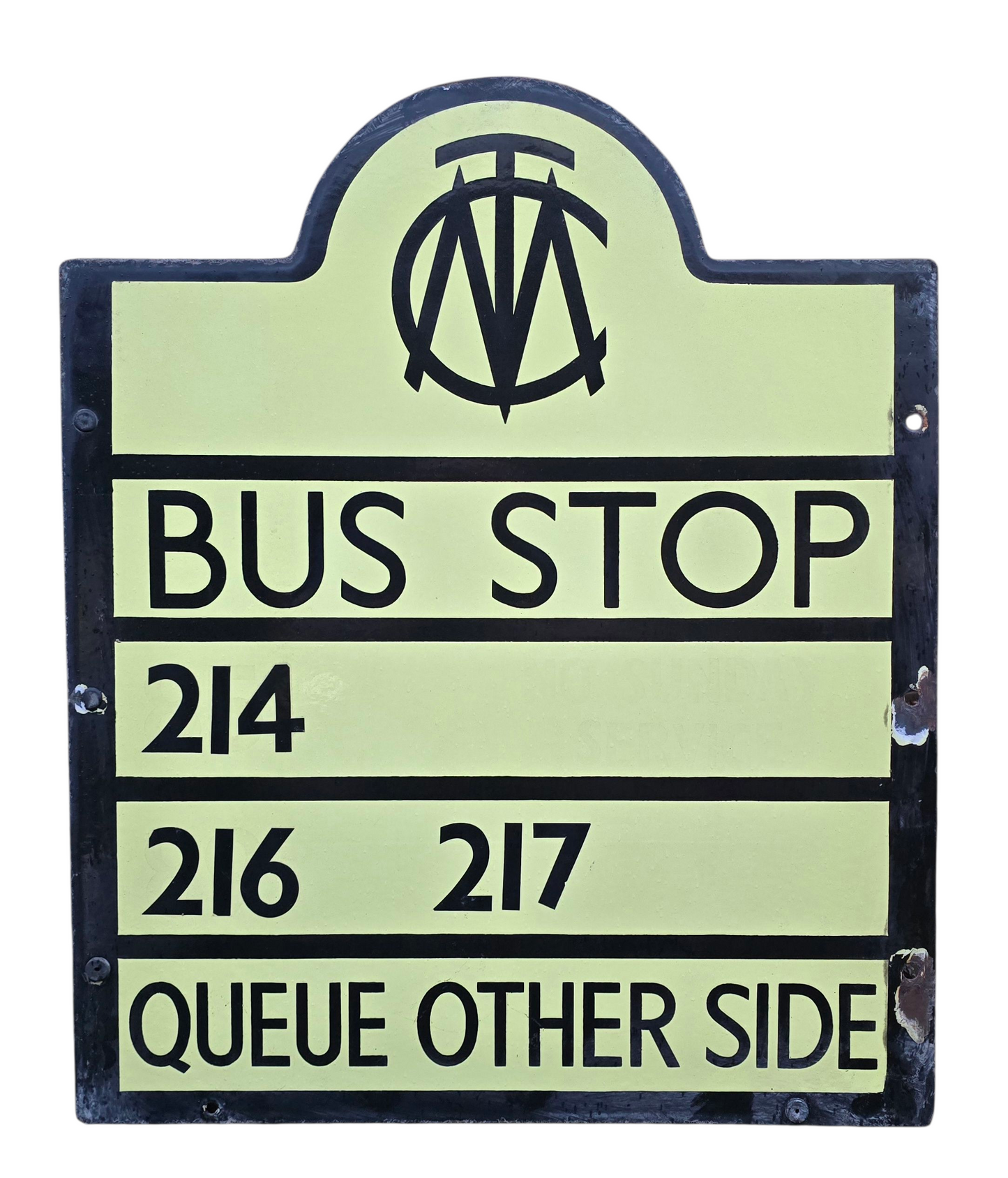 RA 8135 MANCHESTER CORPORATION TRANSPORT BUS STOP ENAMEL SIGN.