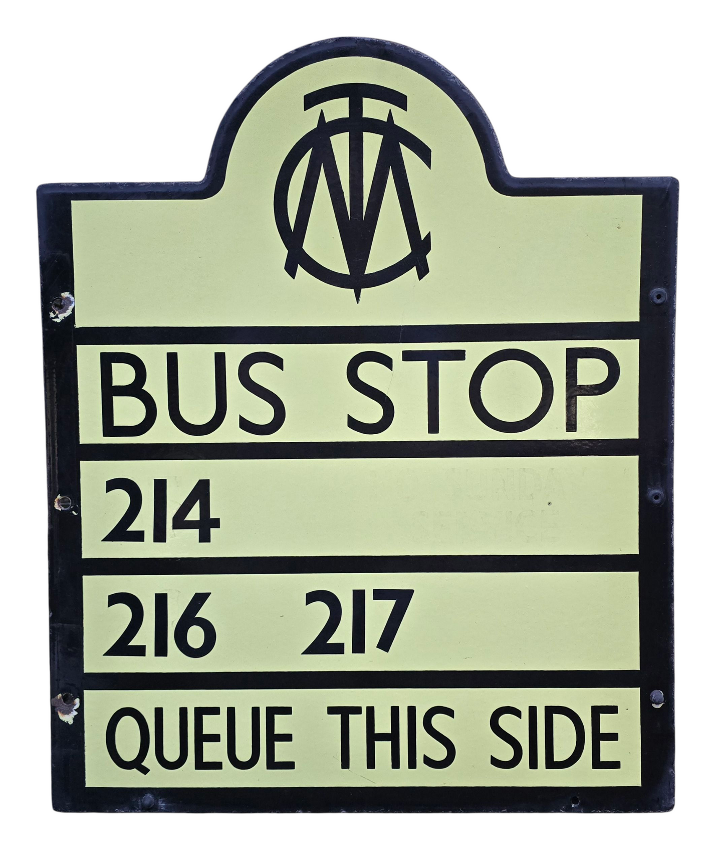 RA 8135 MANCHESTER CORPORATION TRANSPORT BUS STOP ENAMEL SIGN.