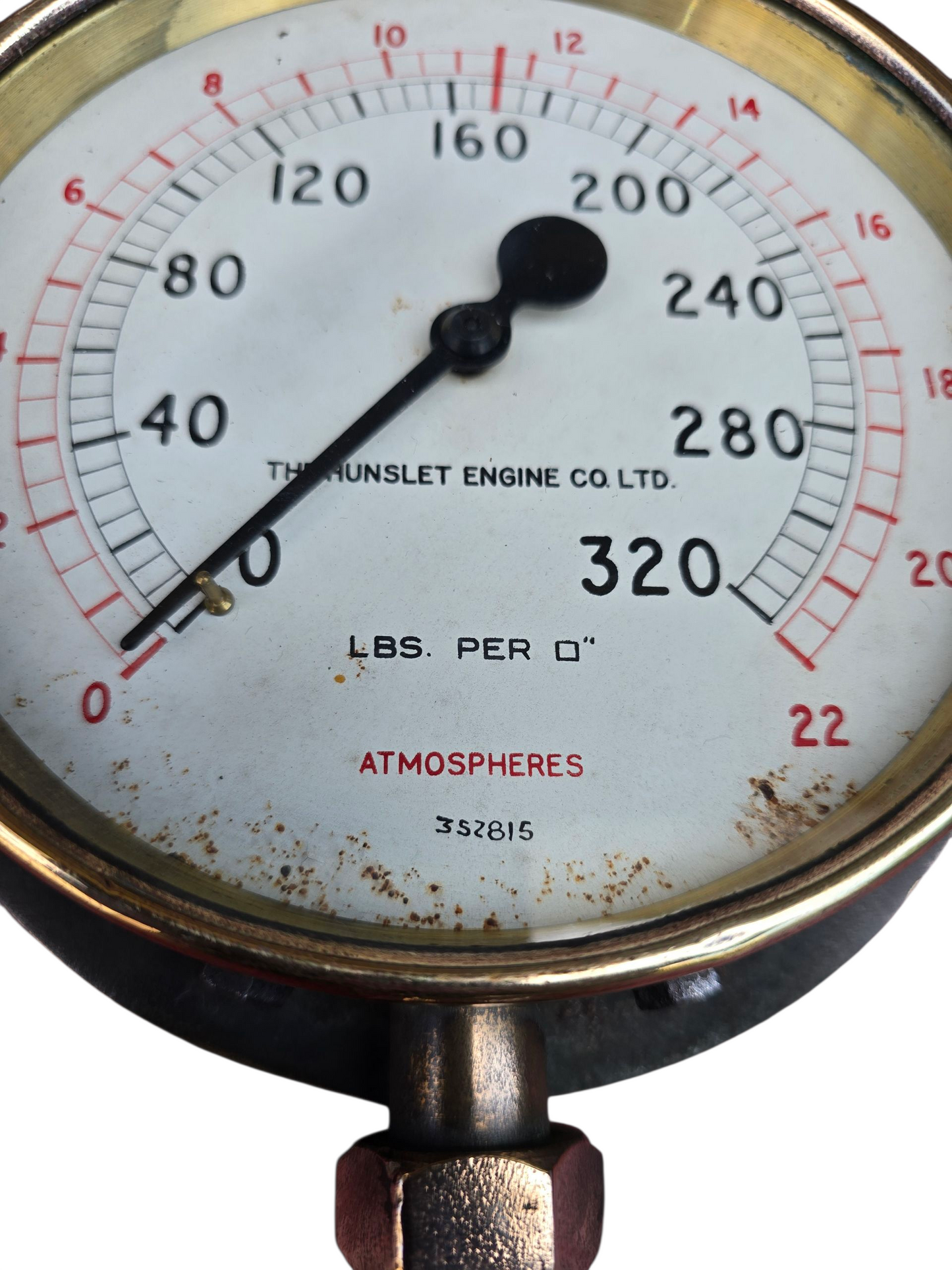 RA 8164 EX N.C.B. ST JOHNS COLLIERY HUNSLET NO 3840 "PAMELA" BRASS PRESSURE GAUGE.