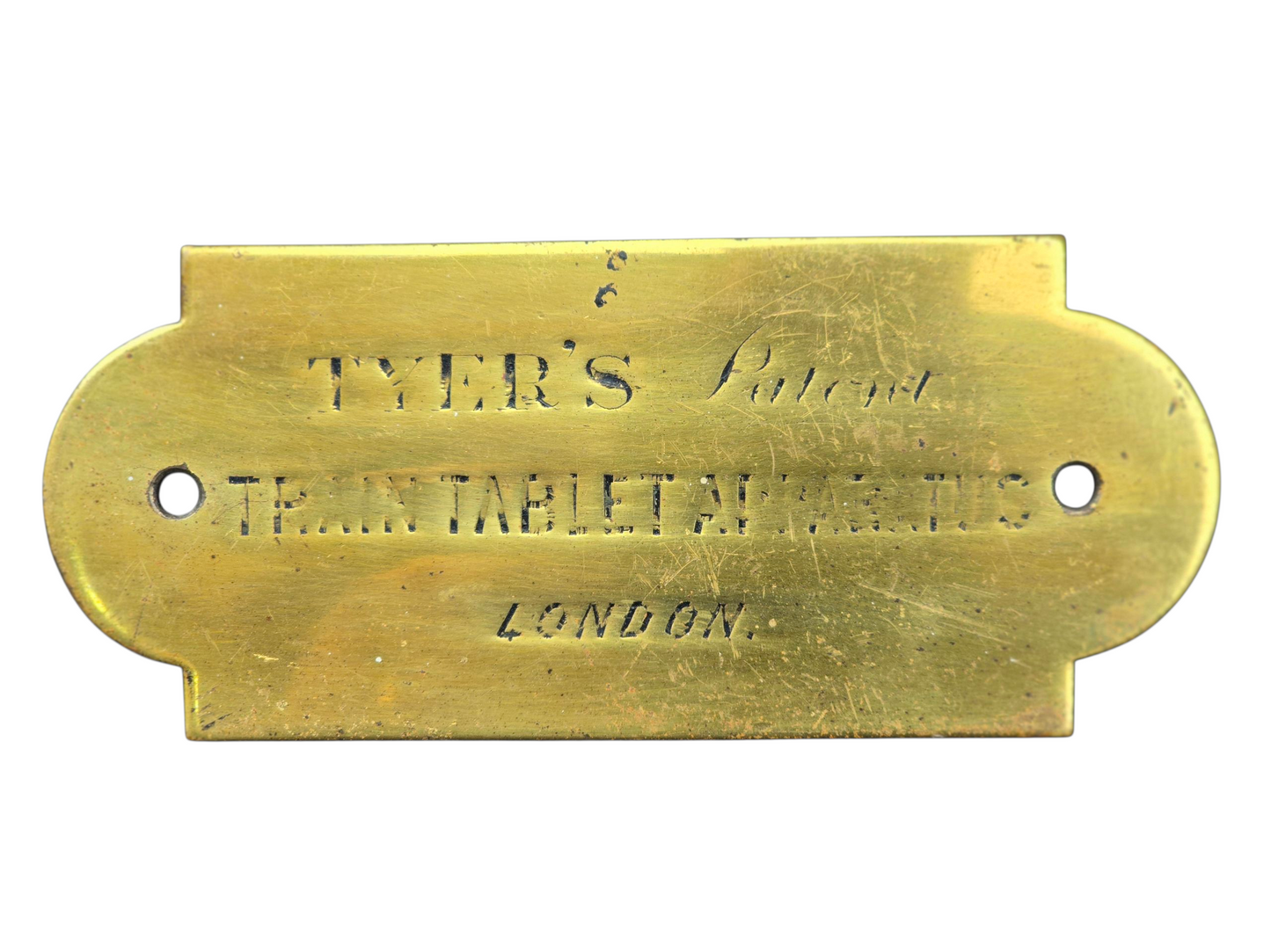 RA 8224 BRASS TYERS"TRAIN TABLET APPARATUS" MAKERS PLATE.