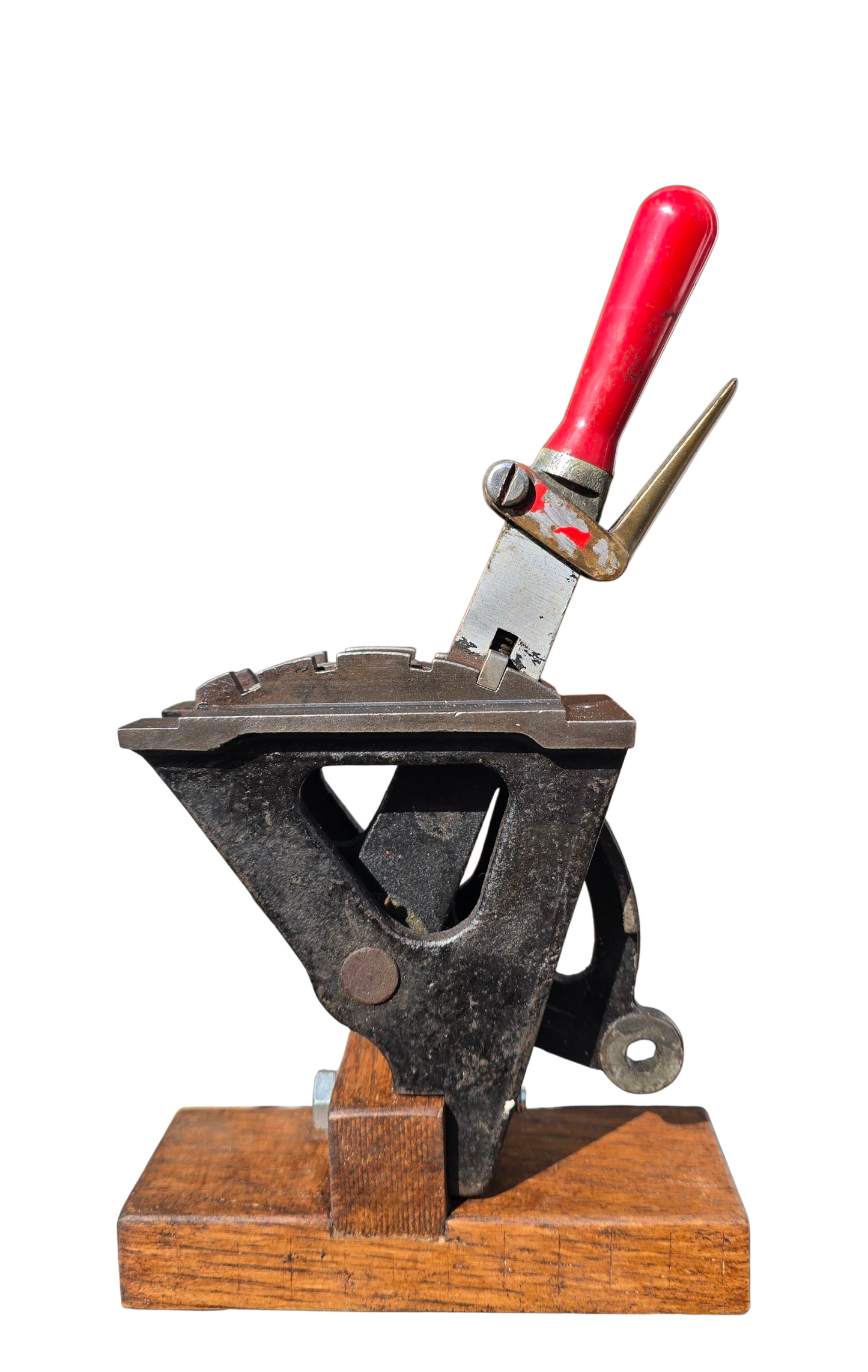 RA 8336 1 MINIATURE POWER FRAME LEVER ON OAK DISPLAY BASE