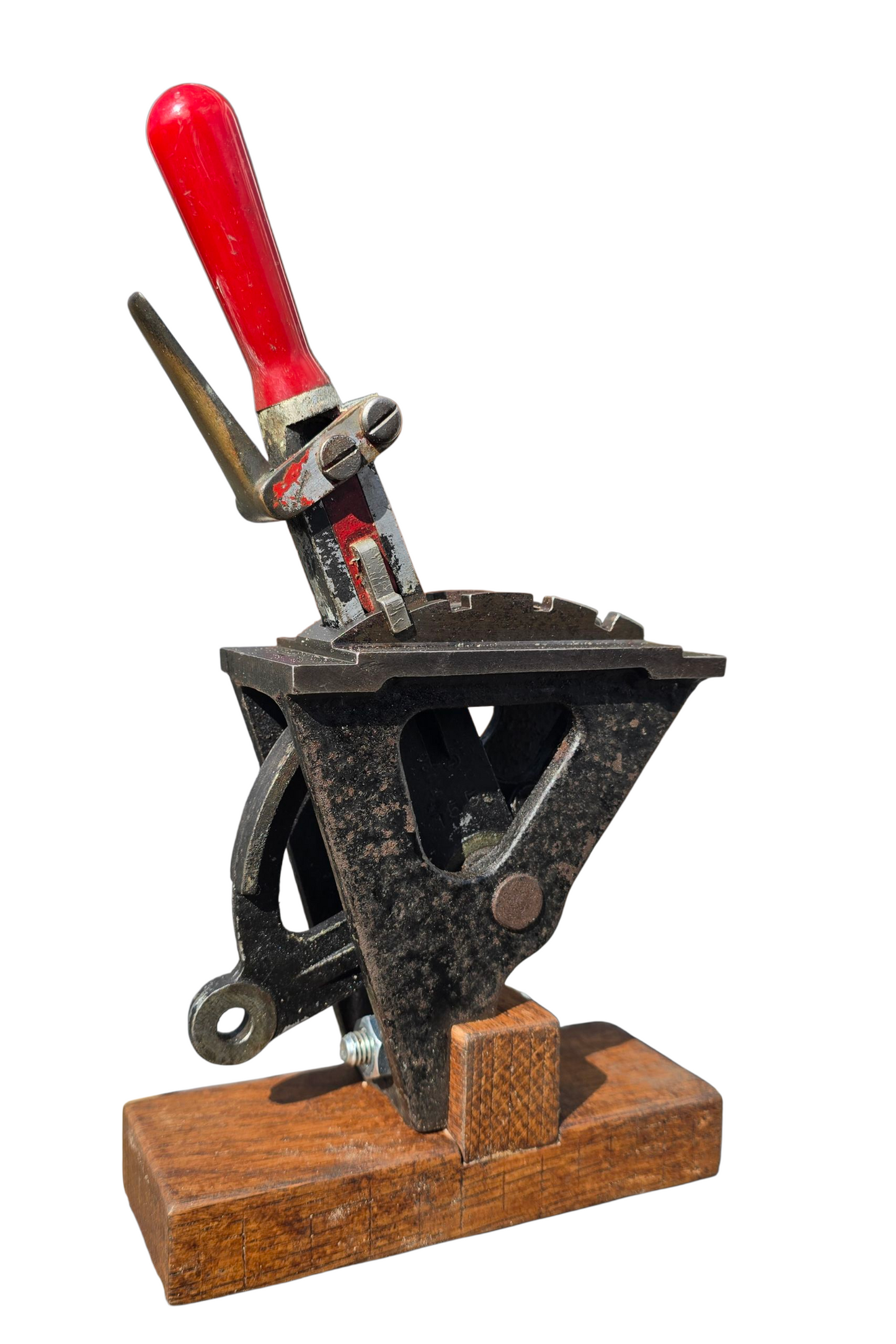 RA 8336 1 MINIATURE POWER FRAME LEVER ON OAK DISPLAY BASE