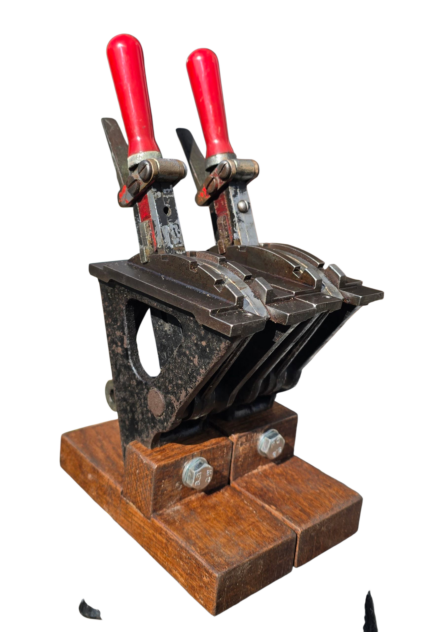 RA 8336 1 MINIATURE POWER FRAME LEVER ON OAK DISPLAY BASE
