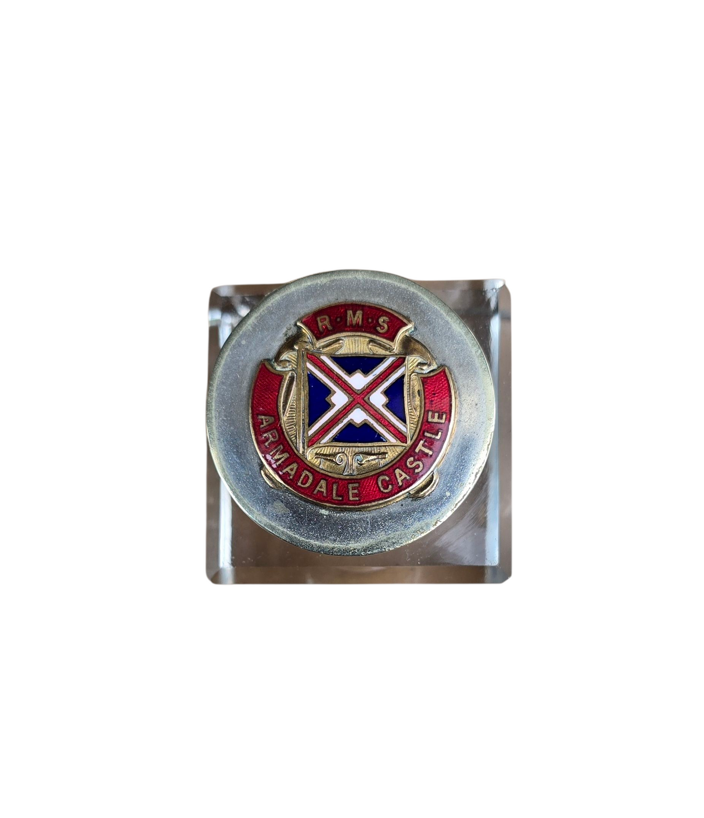 RA 8440 RARE ITEM! R.M.S. ARMADLE CASTLE CRYSTAL CUT GLASS INKWELL