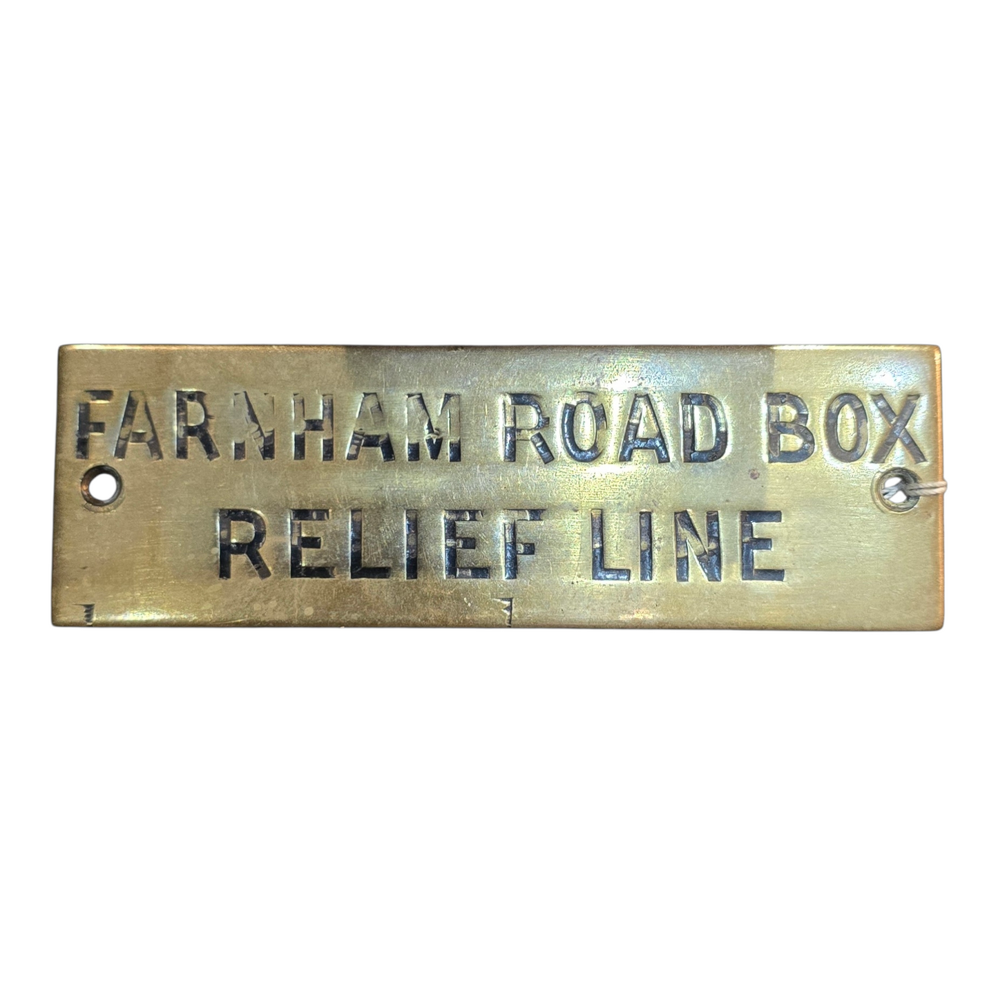 RA 8539 G.W.R. BRASS SHELF PLATE "FARNHAM ROAD BOX RELIEF LINE"