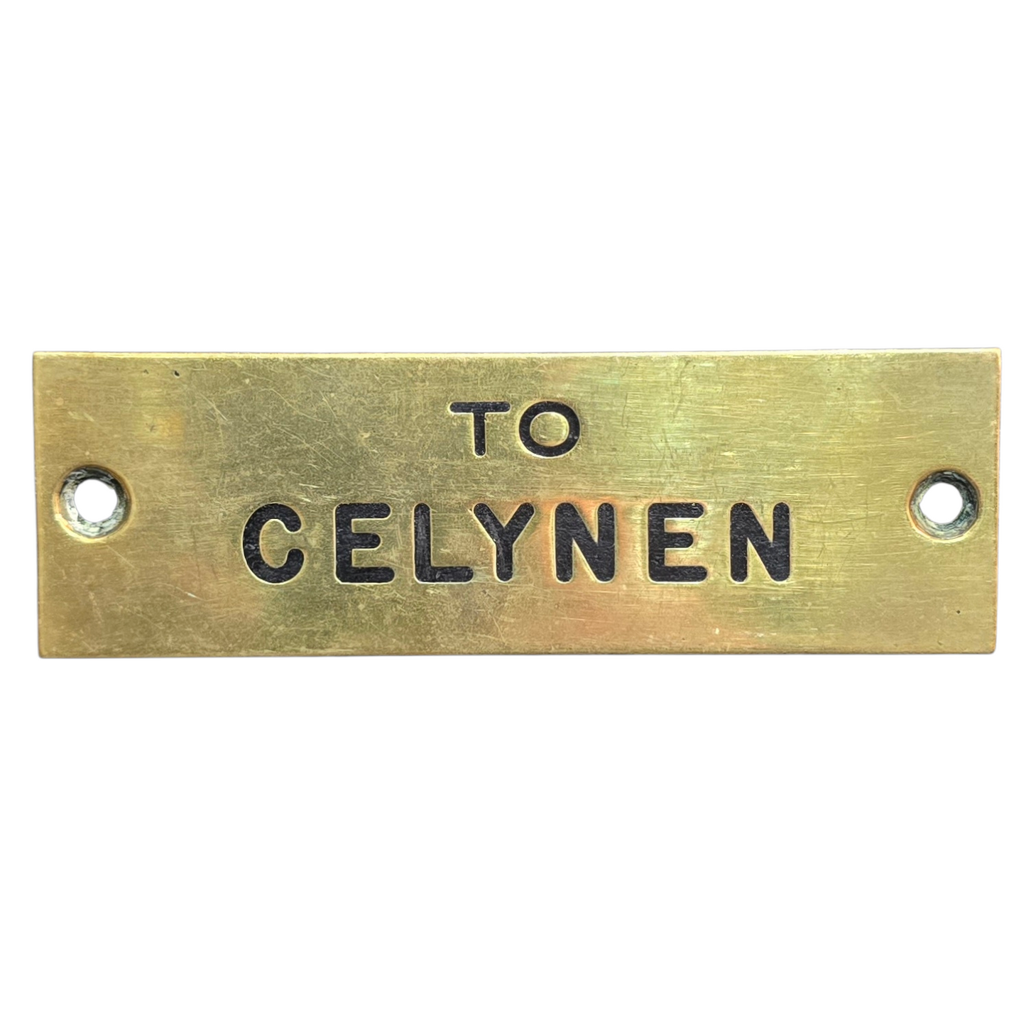 RA 8796P G.W.R. BRASS SHELF PLATE "TO CELYNEN"