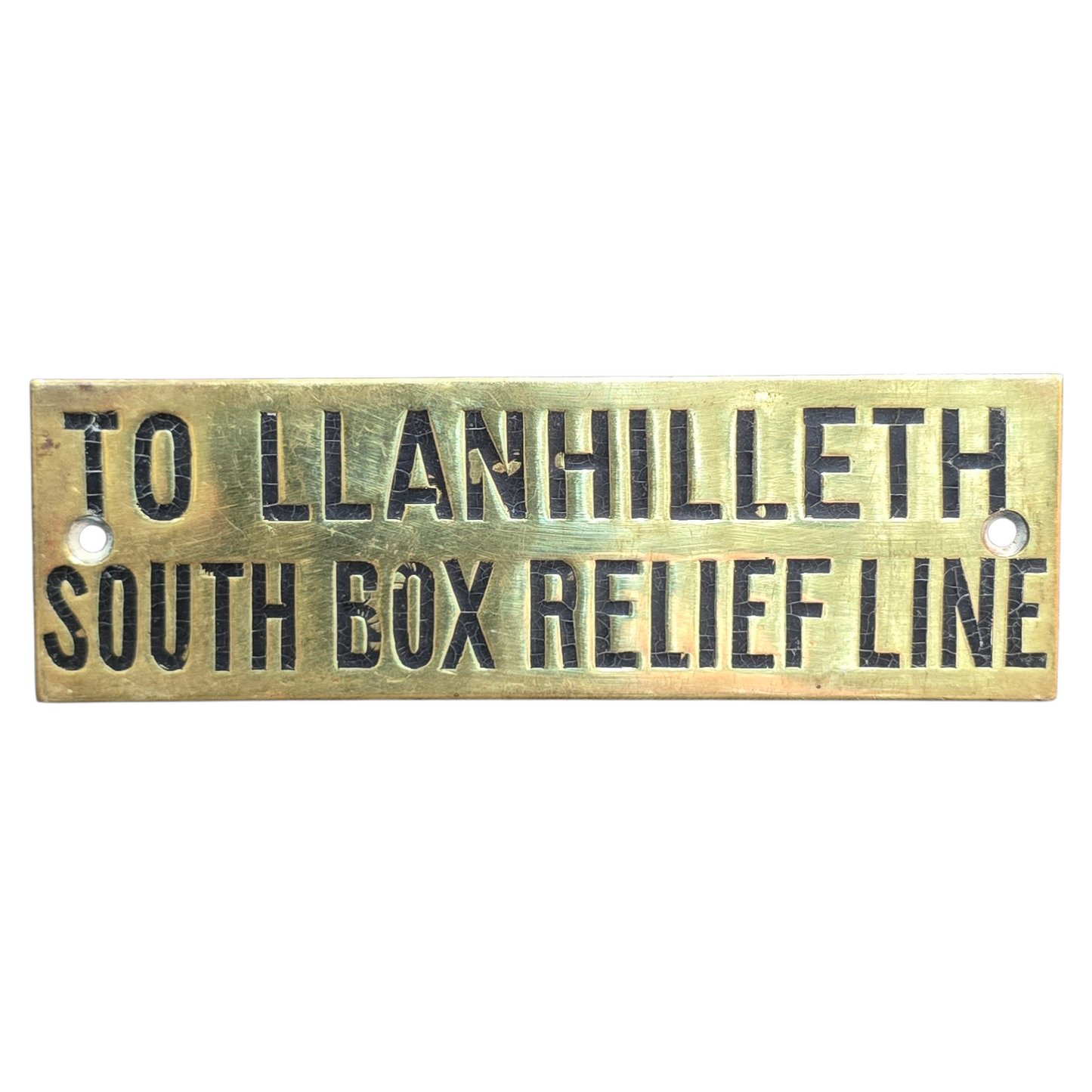 RA 8783P G.W.R. BRASS SHELF PLATE "FROM LLANHILLETH SOUTH BOX RELIEF LINE"