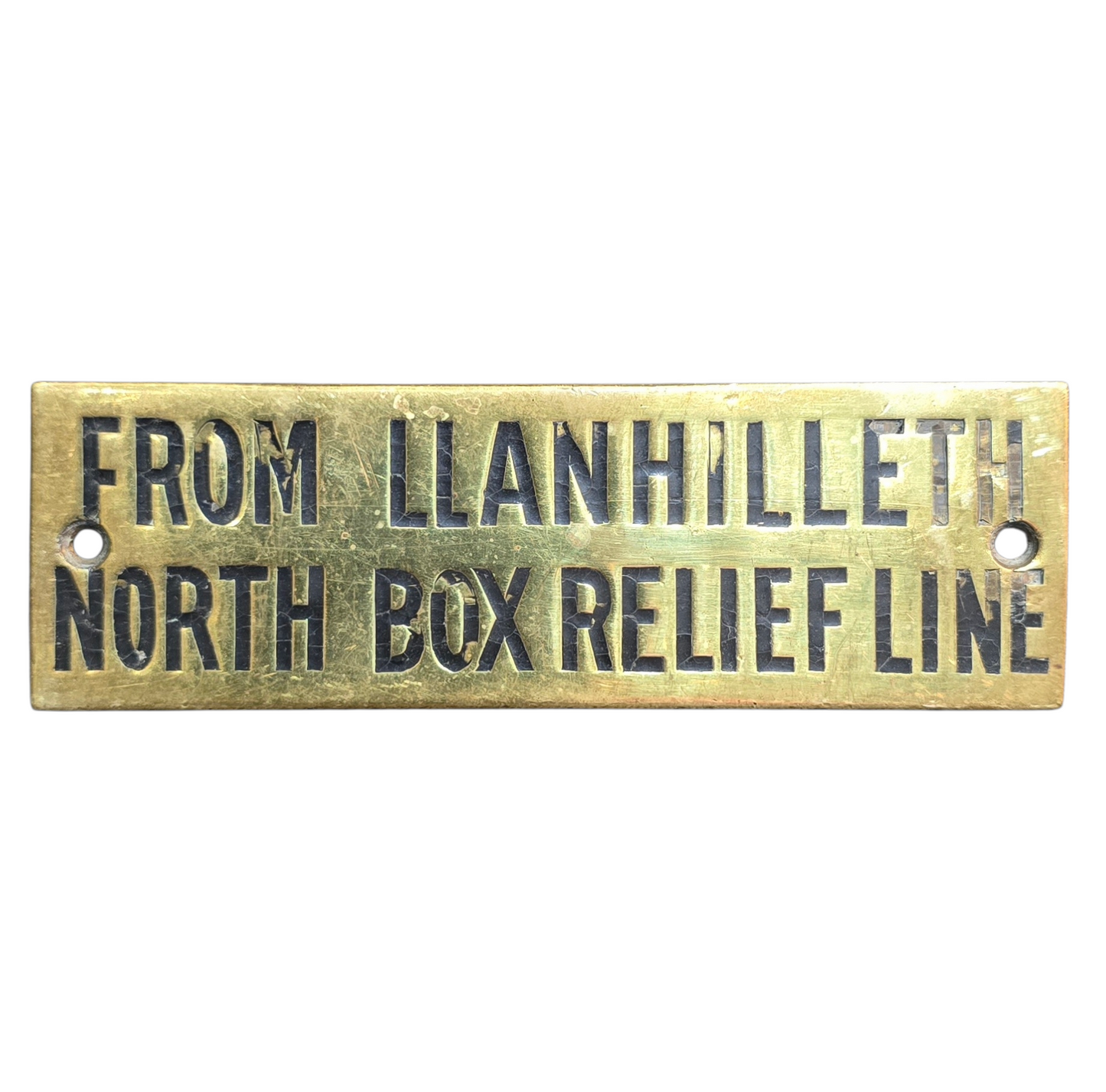 RA 8789P G.W.R. BRASS SHELF PLATE "FROM LLANHILLETH NORTH BOX RELIEF LINE"
