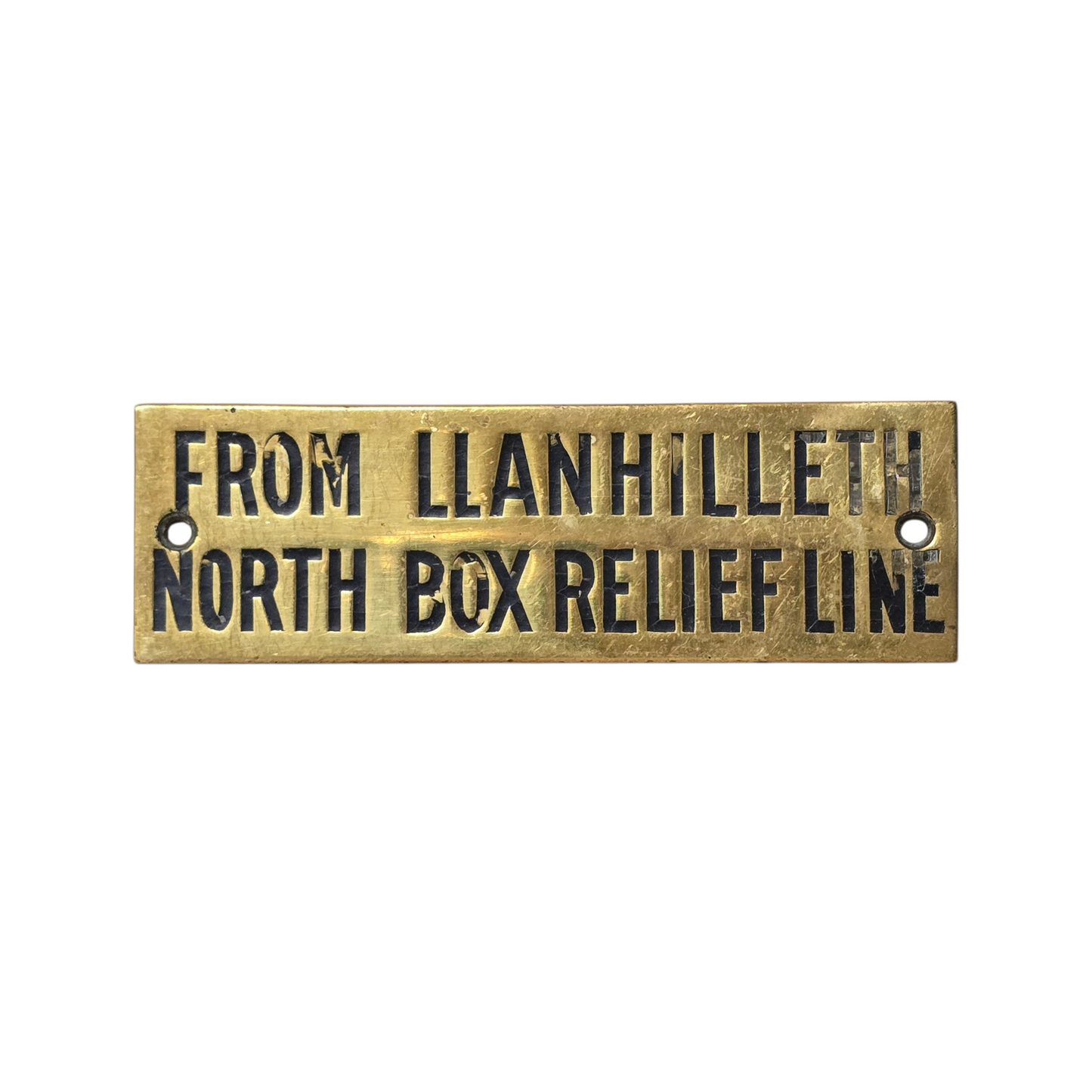 RA 8789P G.W.R. BRASS SHELF PLATE "FROM LLANHILLETH NORTH BOX RELIEF LINE"