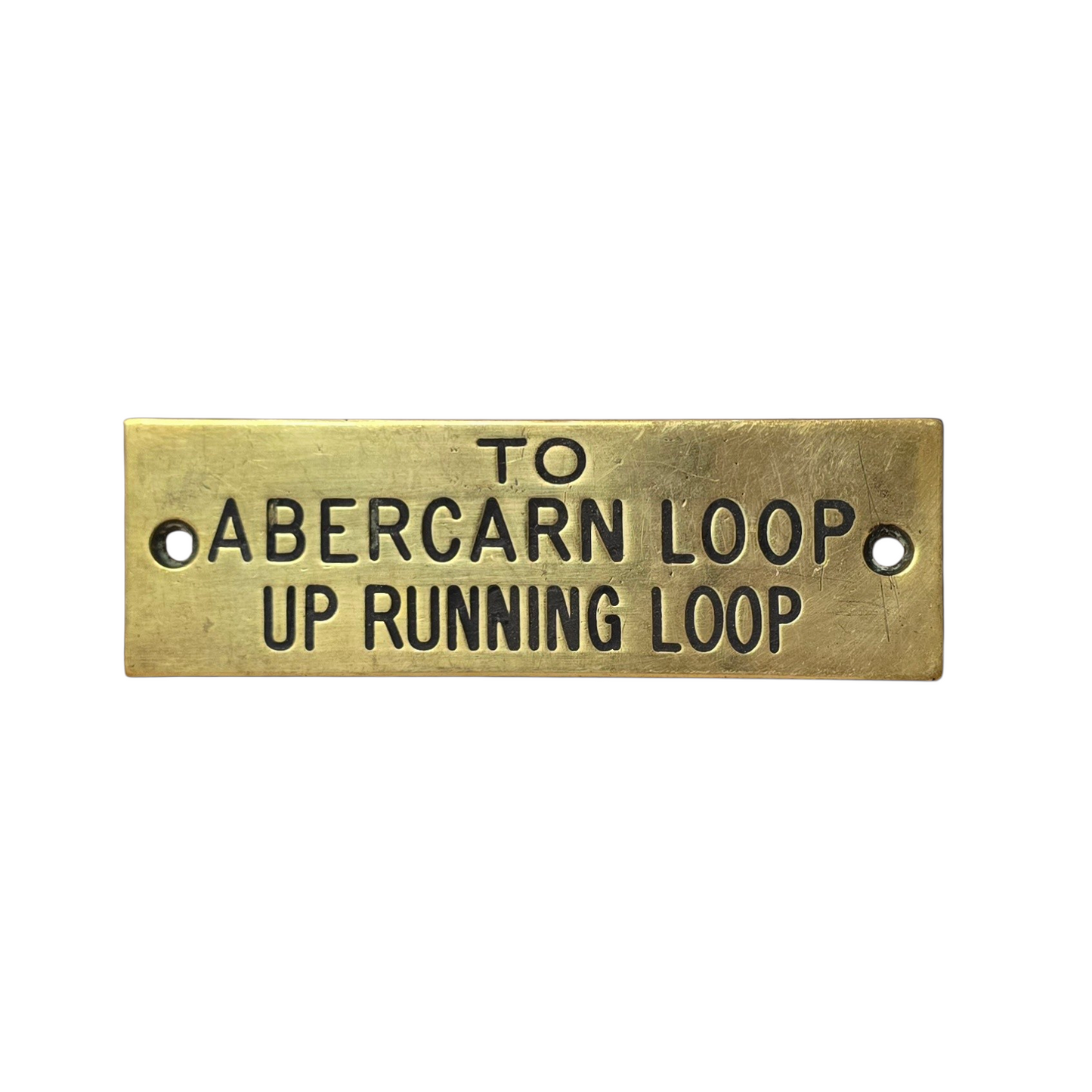 RA 8348 G.W.R. BRASS SHELF PLATE " TO ABERCARN LOOP UP RUNNING LOOP"
