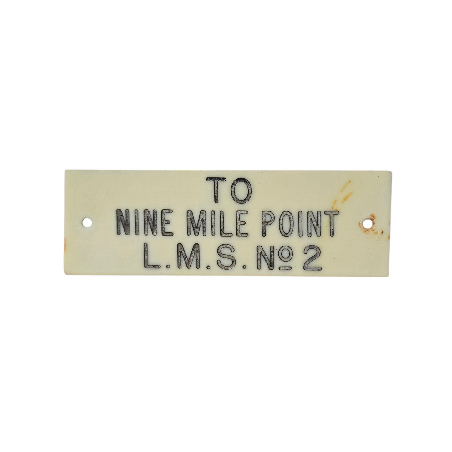 RA 8939 G.W.R. IVORINE SHELF PLATE "TO NINE MILE POINT L.M.S. NO 2"