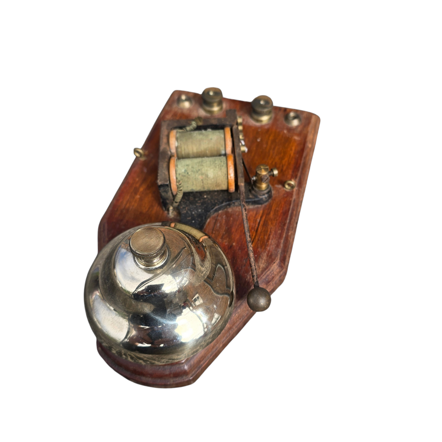 RA 8992 WOOD CASE TREMBLER BELL PLATED "PLATFORM BELL"