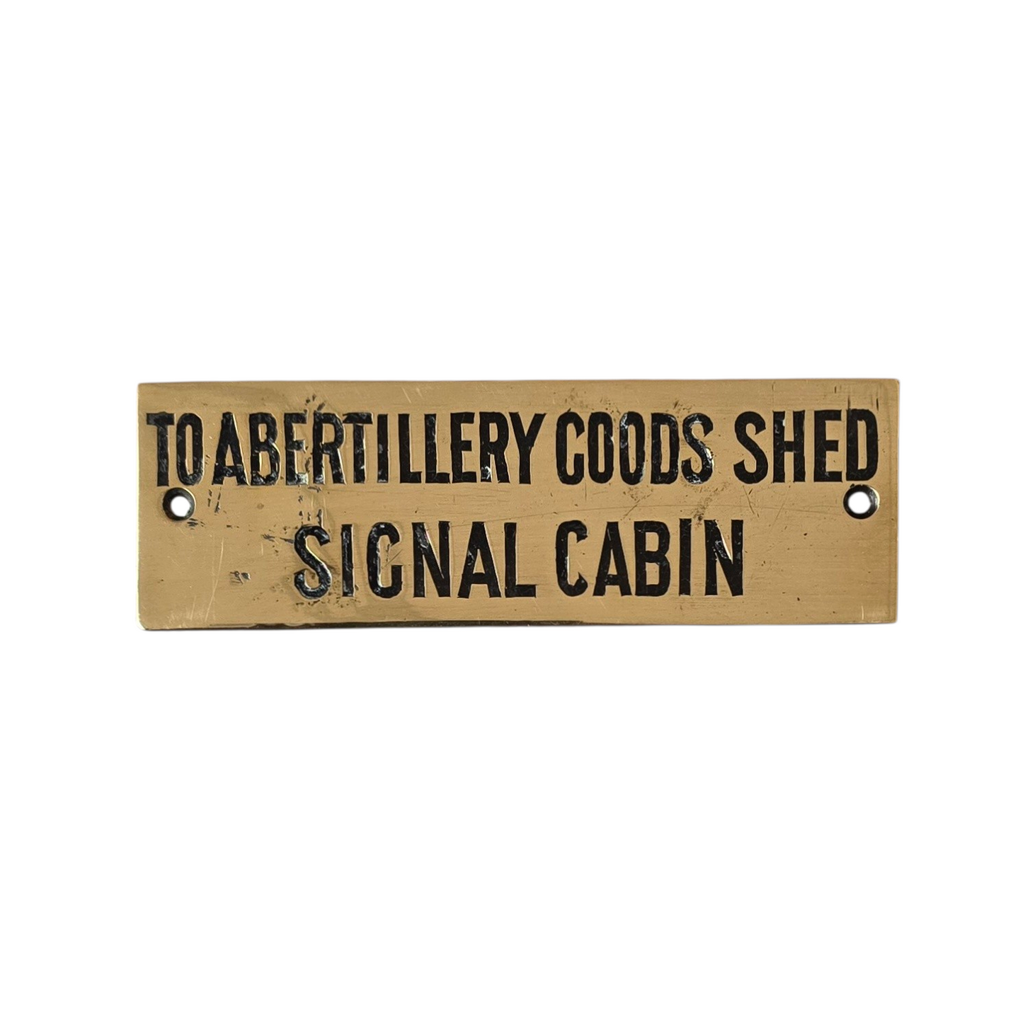 RA 8990 RARE WORDED G.W.R. SHELF PLATE ABERTILLERY GOODS SHED SIGNAL CABIN