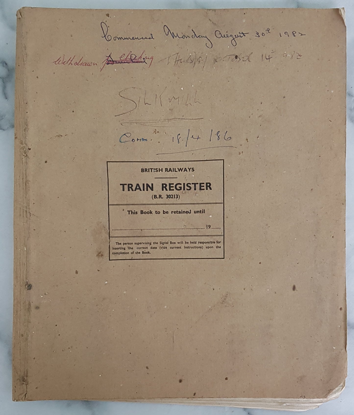 VT 3257 BLOCK TRAIN REGISTER FROM SILK MILL CROSSING .