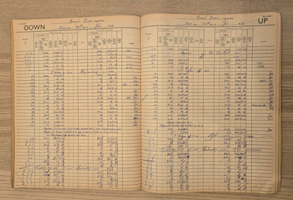 RA 8001 SIGNAL BOX TRAIN REGISTER FROM FRENCH GROVE ON THE FORMER G.N & G.C. JOINT LINES.