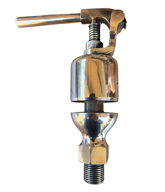 RA 8134  SMALL ANTIQUE BRASS STEAM WHISTLE WITH CENTER VALVE . 1/2 BSP THREAD.