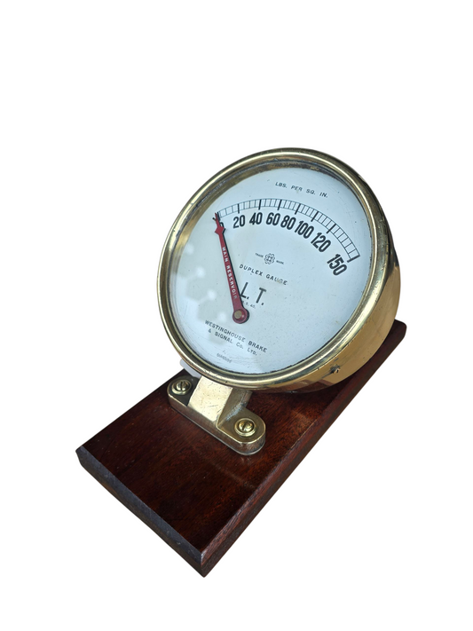 RA 8132  WESTINGHOUSE "LONDON TRANSPORT"LOCOMOTIVE DUPLEX AIR PRESSURE GAUGE.