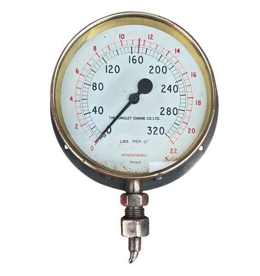 RA 8164   EX N.C.B. ST JOHNS COLLIERY  HUNSLET  NO 3840 "PAMELA" BRASS PRESSURE GAUGE.