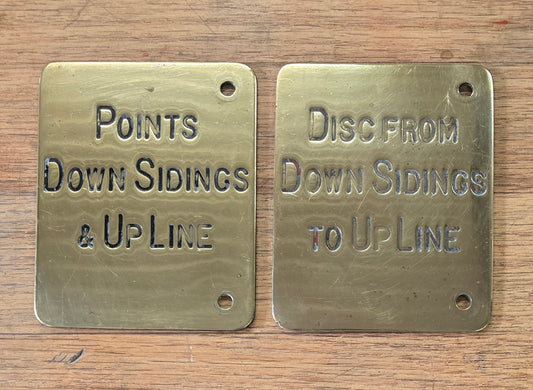 RA 8197  2 MATCHED MIDLAND RAILWAY BRASS LEVER DESCRIPTION PLATES.