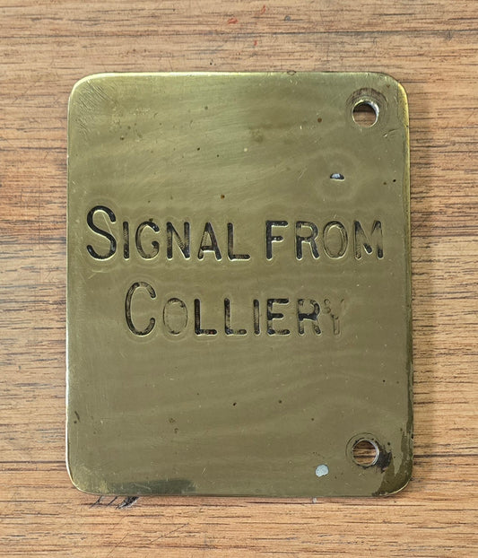 RA 8188  RARE MIDLAND RAILWAY BRASS LEVER DESCRIPTION PLATE "COLLIERY"