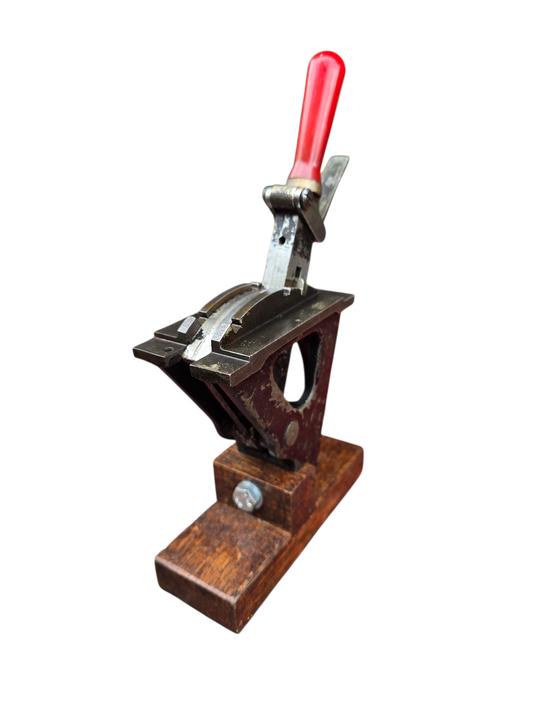 RA 8340   1 MINIATURE POWER FRAME LEVER ON OAK DISPLAY BASE