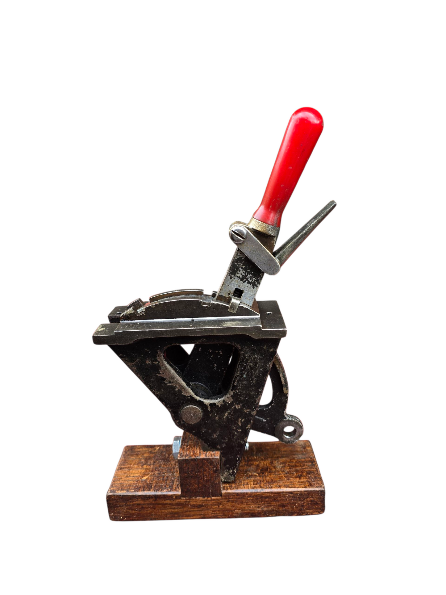 RA 8340   1 MINIATURE POWER FRAME LEVER ON OAK DISPLAY BASE