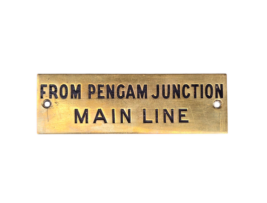 RA 8354  G.W.R. BRASS SHELF PLATE "FROM PENGAM JUNCTION MAIN LINE"