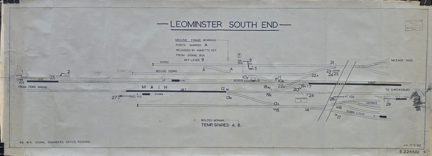 RA 8300  OFFICE COPY SIGNAL BOX DIAGRAM FROM LEOMINSTER SOUTH END