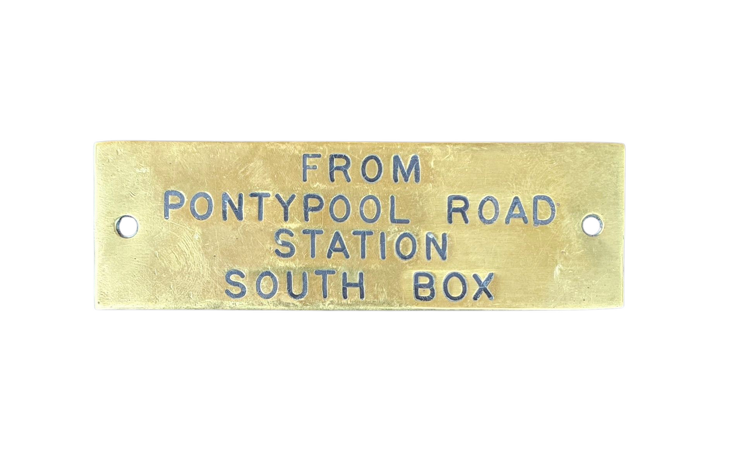RA 8357 G.W.R. BRASS SHELF PLATE " FROM PONTYPOOL ROAD STATION SOUTH BOX"