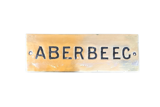 RA 8356  G.W.R. BRASS SHELF PLATE "ABERBEEG"