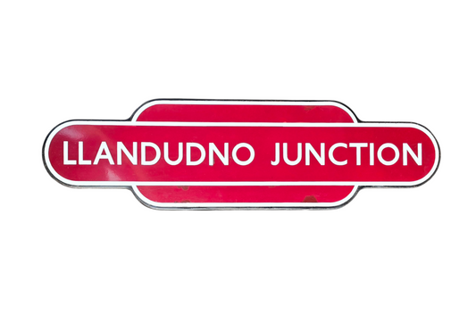 RA 8386  BR(M) ENAMEL FULLY FLANGED TOTEM SIGN LLANDUDNO JUNCTION