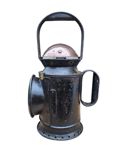 RA 8438  G.W.R. COPPER TOP HANDLAMP WITH  BR(W) ETCHED GLASS LENS