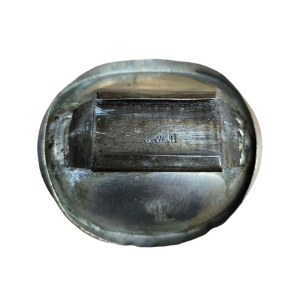 RA 8438  G.W.R. COPPER TOP HANDLAMP WITH  BR(W) ETCHED GLASS LENS