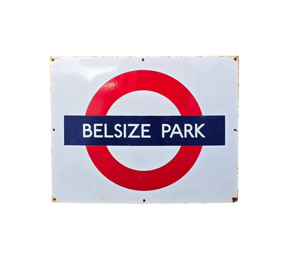 RA 8646 LONDON UNDERGROUND ENAMEL SIGN "BELSIZE  PARK"