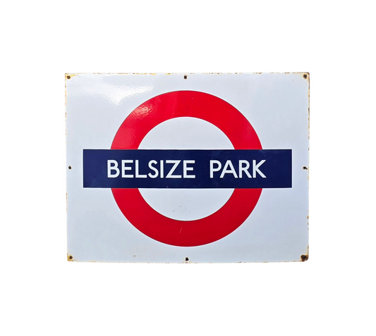 RA 8646 LONDON UNDERGROUND ENAMEL SIGN "BELSIZE  PARK"