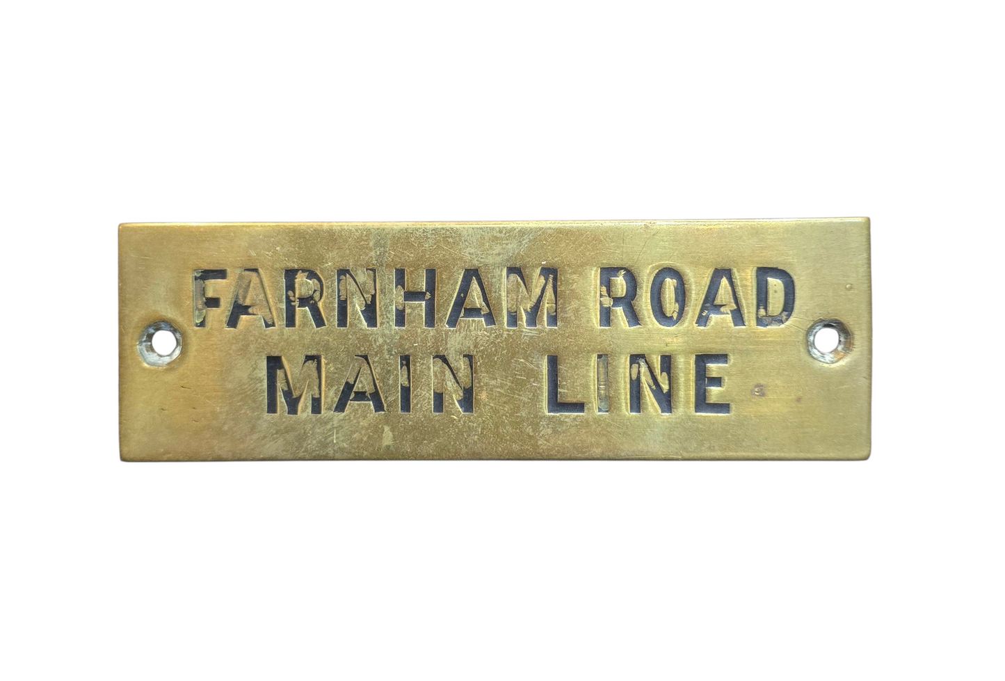 RA 8540  G.W.R. BRASS SHELF PLATE "FARNHAM ROAD MAIN LINE"