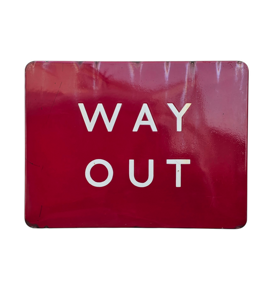 RA 8677 EX BATH GREEN PARK ENAMEL "WAY OUT" SIGN