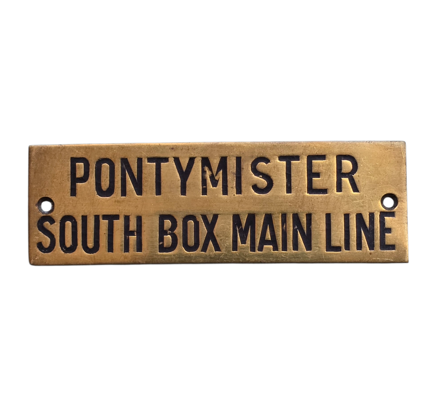 RA 8784P G.W.R. BRASS SHELF PLATE "FROM PONTYMISTER SOUTH BOX MAIN LINE"
