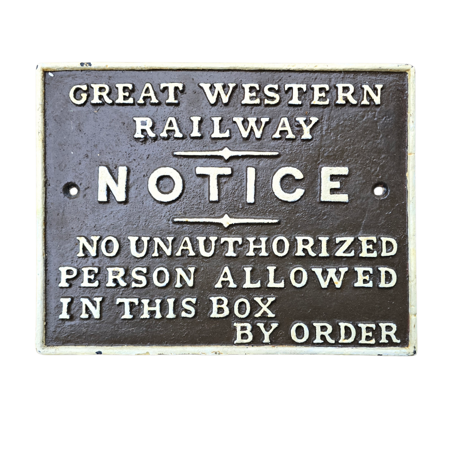 RA 8778 GREAT WESTERN RAILWAY CAST IRON SIGNAL BOX DOOR TRESPASS NOTICE
