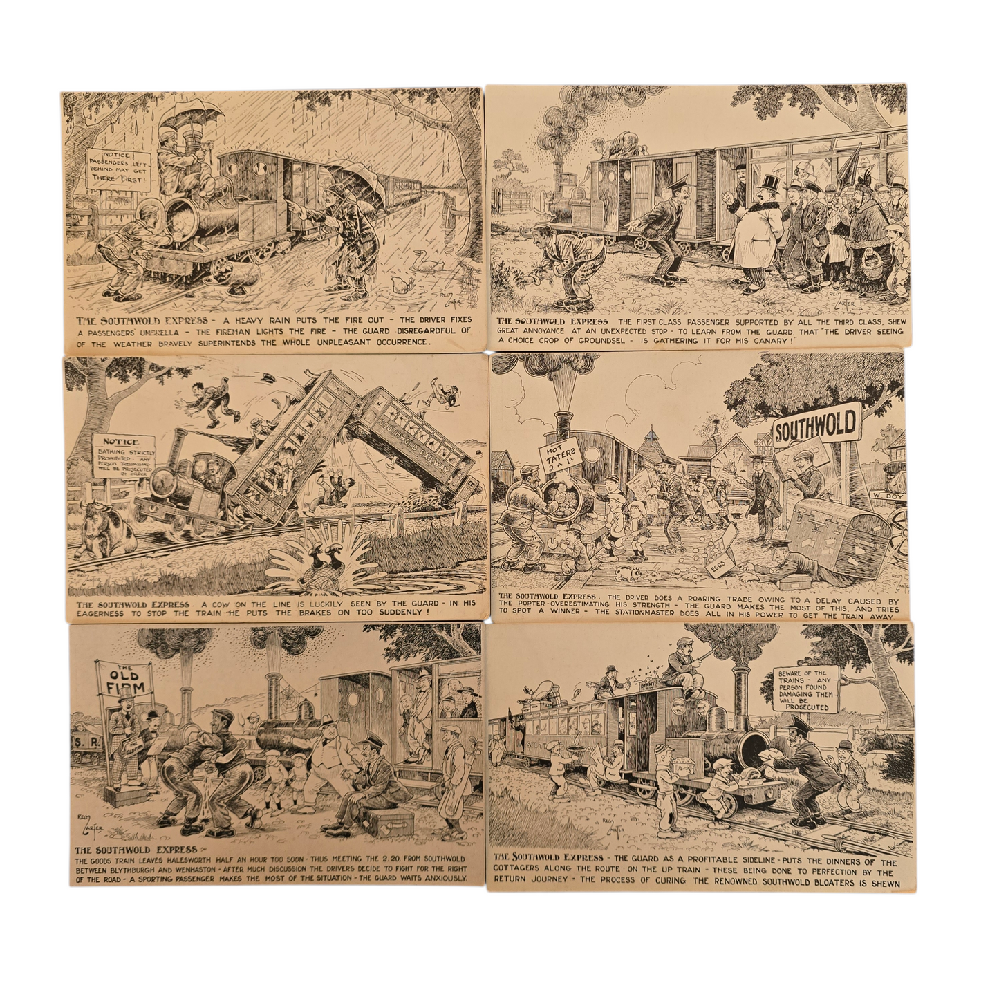 RA 7545  ORIGINAL SET OF 6 SOUTHWOLD RAILWAY POSTCARDS