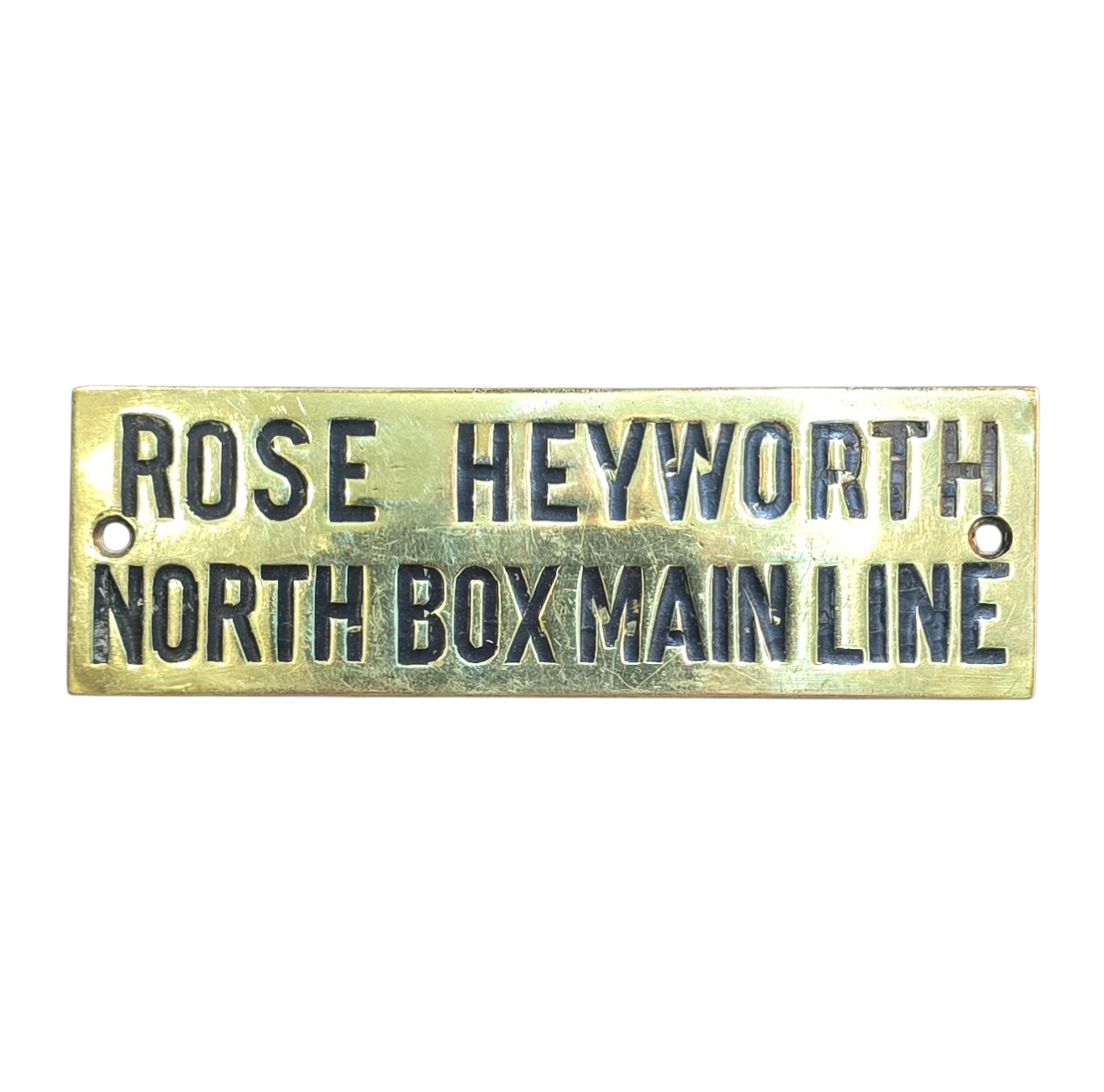 RA 8791P  G.W.R. BRASS SHELF PLATE "ROSE HEYWORTH NORTH BOX MAIN LINE"