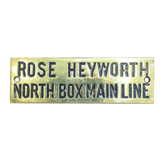 RA 8791P  G.W.R. BRASS SHELF PLATE "ROSE HEYWORTH NORTH BOX MAIN LINE"