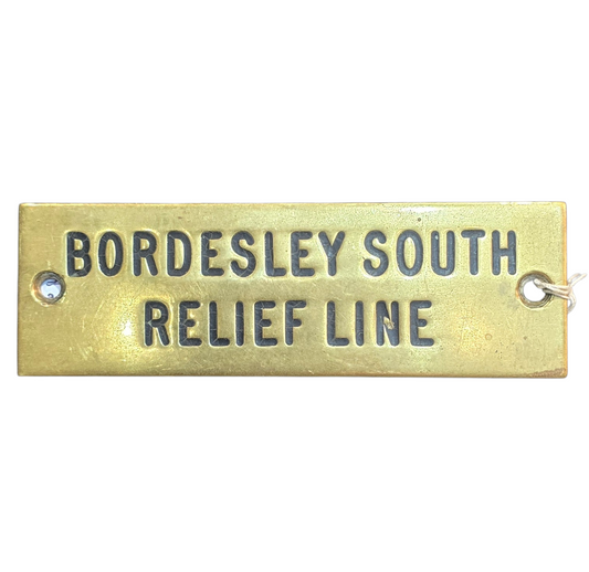 RA 8565  G.W.R. BRASS SHELF PLATE " BORDESLEY SOUTH RELIEF LINE"