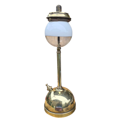 RA 8638A   BRASS "GWR" PLATED BRASS TILLEY TABLE LAMP WITH OPALINE GLOBE