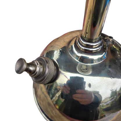 RA 8638A   BRASS "GWR" PLATED BRASS TILLEY TABLE LAMP WITH OPALINE GLOBE